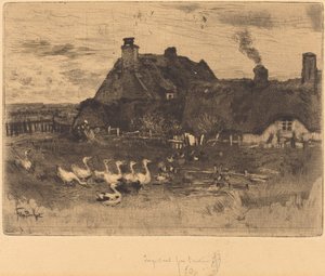 Les Petites Chaumières わらぶき小屋 -- 小皿、1878 年。