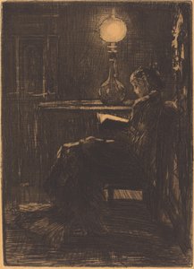 ランプリーダー（ランプライトで読書する女性） 作： Felix Hilaire Buhot