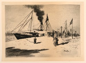 波止場の冬の朝 作： Felix Hilaire Buhot