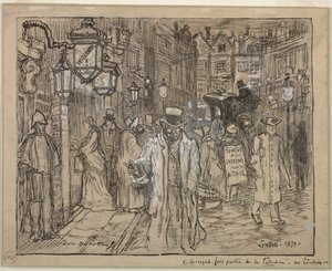 1879年のロンドンのストリートシーン。 作： Felix Hilaire Buhot
