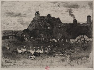 小さなわらぶき屋根のコテージ、1878年。