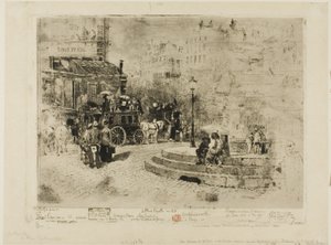 1878年のピガール広場 作： Felix Hilaire Buhot