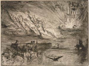 死者の都市からの霊、1885年。 作： Felix Hilaire Buhot