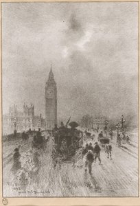 1892 年、ロンドンのビクトリア時計塔。 作： Felix Hilaire Buhot