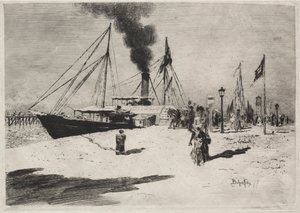 トルヴィルの波止場 作： Felix Hilaire Buhot