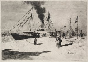トゥルーヴィルのワーフ、1877年。 作： Felix Hilaire Buhot