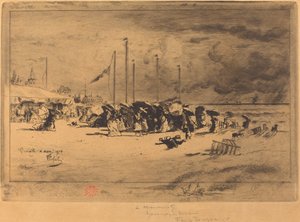 Un Grain à Trouville Squall at Trouville, 18741875. 作： Felix Hilaire Buhot