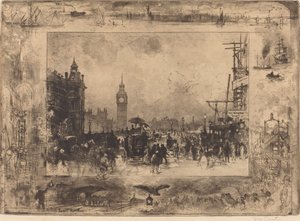 ウェストミンスター橋、1884 年。 作： Felix Hilaire Buhot