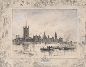 ウェストミンスター宮殿、1884 年。 作： Felix Hilaire Buhot