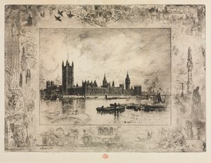 ウェストミンスタープレイス、1884年。 作： Felix Hilaire Buhot