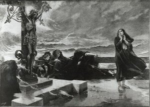 ザ・サイン」（彫刻）（モノクロ写真）