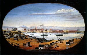 米海軍工廠、カリフォルニア州マーレ島、c.1857 作： Felix Mathews
