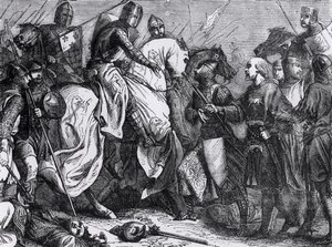 1264年5月14日、ルイスの戦いでのヘンリーIII（1207-72） 作： Felix Philippoteaux