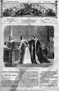 ローマの連載。"アレクサンドル・デュマ(1802-1870)の「三銃士」。夫のルイ13世から不倫を疑われたオーストリア王妃アンヌ（1601-1666）は、自分が書いたとされるバッキンガム公爵への手紙を首相に届けなければならない。