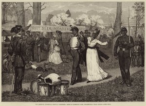 アメリカンセンテニアルフェスティバルの展覧会、フェアマウントパーク、フィラデルフィア、黒人民兵のドリル後のシーン