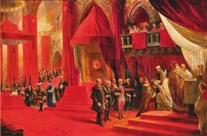 オーストリア皇帝カール 1 世がハンガリー国王カール 4 世として戴冠式.1917 年.