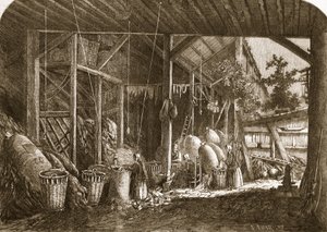 1861年6月8日、「The Illustrated London News」からのイラスト、パリのカルチェムフタールにあるぼろ倉庫 作： Felix Thorigny