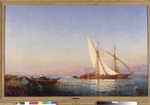 マルセイユでの釣り Felix Ziem (1821-1911) による絵画 1911 作： Félix Ziem