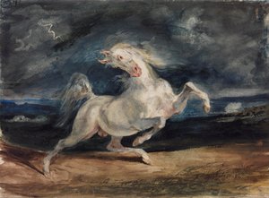 稲妻におびえた馬 作： Ferdinand Victor Eugene Delacroix