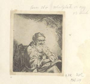 上着にクローバーの葉をつけた老人 Requeil de quatre-vingt-cinq estampes originales (シリーズタイトル) 作： Ferdinand Bol (attributed to)