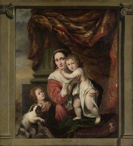 カリタス: ジョアンナ・デ・ヘール (1629-1691) と子供たちのセシリア・トリップ (1660-1728) とローレンス・トリップ (b. 1662) 作： Ferdinand Bol