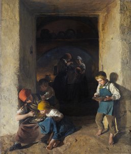 朝食を受け取る子どもたち 作： Ferdinand Georg Waldmuller