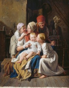 祖母の喜び。 1852 作： Ferdinand Georg Waldmuller
