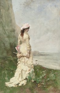 海沿いの優雅な女性 作： Ferdinand Heilbuth