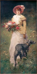 犬を連れた女性 作： Ferdinand Heilbuth