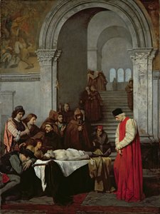 1859年にライバルの死んだ息子の遺体のそばに立っている画家ルカシニョレッリ 作： Ferdinand Heilbuth