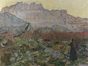 ラビジョン（山の風景）。 1889 作： Ferdinand Hodler
