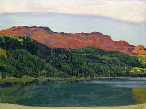 ピッツ・コルヴァッチとシルヴァプラーナ湖 作： Ferdinand Hodler