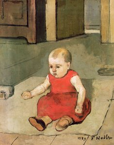 床に小さなヘクター、1889 作： Ferdinand Hodler