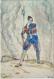 立っているランツクネヒト、マリニャーノの戦いの研究 作： Ferdinand Hodler