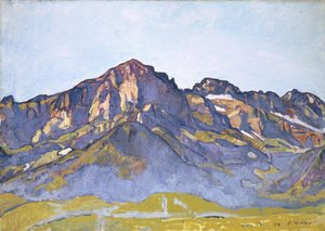 1916 年、朝日を浴びてシャンペリーでブランシュをするデンツ。 作： Ferdinand Hodler