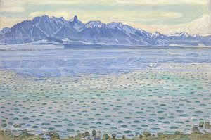 ストックホーンの鎖を持つトゥーン湖。 1904 作： Ferdinand Hodler