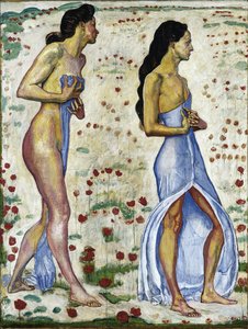 花の感情を持つ2人の女性1a、1901-1906 作： Ferdinand Hodler