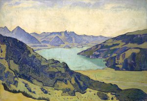 1906年、ブライトラウエネンからトゥーン湖の景色 作： Ferdinand Hodler