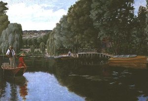 夏の日の釣り（ボード） 作： Ferdinand Joseph Gueldry