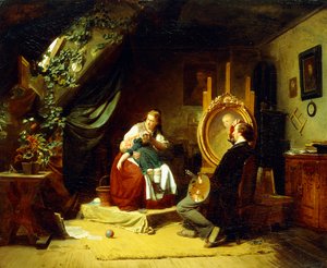 落ち着きのない小さなシッター、c.1860-69 作： Ferdinand Meyer Wismar