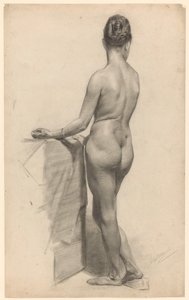 後ろから見た立っている女性の裸体の習作 作： Ferdinand Oldewelt