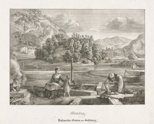 ザルツブルクとベルヒテスガーデンの7つのビュー：月曜日：Rosenecker Garden Salzburg、1823。 作： Ferdinand Olivier