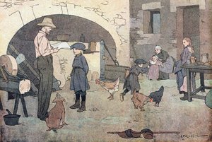 家に帰る、子供の頃の絵本、1900年頃（彫刻）