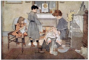 赤ちゃんのお風呂、1930年頃（版画） 作： Ferdinand Raffin