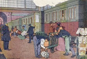 駅、子供時代の絵本、1900年頃（彫刻） 作： Ferdinand Raffin