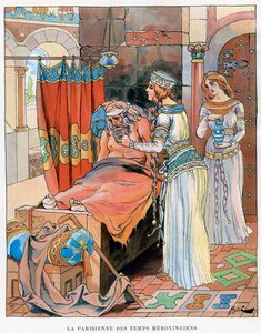メロヴィング朝の時代のパリジャンの女性、西暦5〜8世紀、西暦1870〜1950年。 作： Ferdinand Sigismund Bac