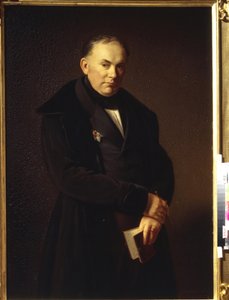 詩人Vasily Andreyevich Zhukovsky（1783-1852）の肖像（詩人V. Zhukovskyの肖像）。 フェルディナント・テオドール・ヒデブラント (1804-1874) の絵画、キャンバスに油彩、1844 年。 ドイツ美術（デュッセルドルフ） 作： Ferdinand Theodor Hildebrandt
