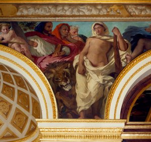 正義のアレゴリー 王の間を飾るウジェーヌ・ドラクロワ（1798-1863）のフレスコ画の詳細。国民議会（ブルボン宮） 1843年 パリ 作： Ferdinand Victor Eugene Delacroix