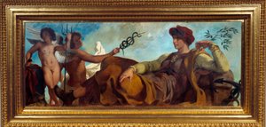 ウジェーヌ・ドラクロワ（1798-1863）の「絵画産業のアレゴリー」。 作： Ferdinand Victor Eugene Delacroix