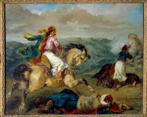ギリシャでの戦争のエピソード。ウジェーヌ・ドラクロワ（1798-1863）の絵画 作： Ferdinand Victor Eugene Delacroix